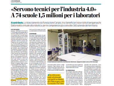 Il Leonardo da Vinci tra le scuole selezionate per il “Progetto SI-Scuola impresa” di Fondazione Cariplo, mirato a rilanciare l’istruzione tecnico-professionale